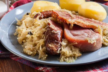 Choucroute garnie. Alsatian sauerkraut