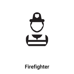 Firefighter icon vector isolated on white background, logo concept of Firefighter sign on transparent background, black filled symbol