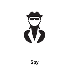 Spy icon vector isolated on white background, logo concept of Spy sign on transparent background, black filled symbol