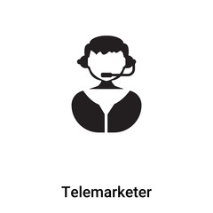 Telemarketer icon vector isolated on white background, logo concept of Telemarketer sign on transparent background, black filled symbol