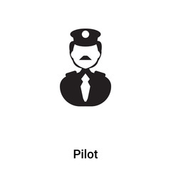 Pilot icon vector isolated on white background, logo concept of Pilot sign on transparent background, black filled symbol