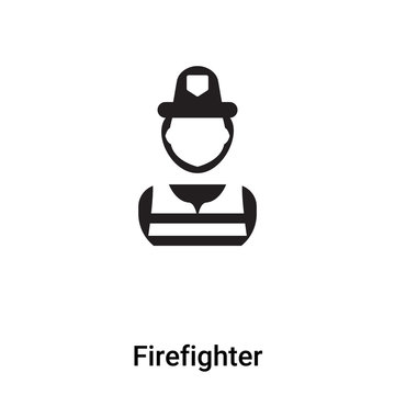 Firefighter icon vector isolated on white background, logo concept of Firefighter sign on transparent background, black filled symbol