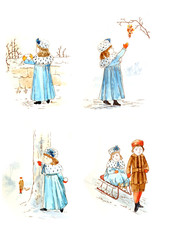 Fototapeta na wymiar Retro illustration on Christmas and new year theme