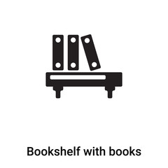 Bookshelf with books icon vector isolated on white background, logo concept of Bookshelf with books sign on transparent background, black filled symbol