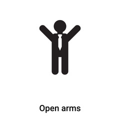 Open arms icon vector isolated on white background, logo concept of Open arms sign on transparent background, black filled symbol