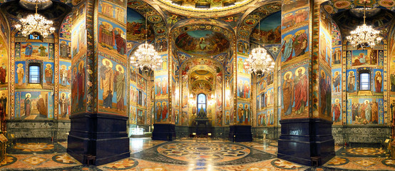 Interior of the Church of the Savior on Spilled Blood in St. Petersburg, Russia