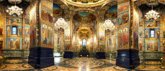 Cercles muraux Temple Intérieur de l& 39 église du Sauveur sur le sang versé à Saint-Pétersbourg, Russie