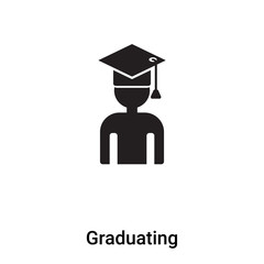 Graduating icon vector isolated on white background, logo concept of Graduating sign on transparent background, black filled symbol