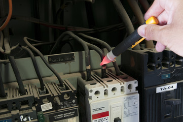 Voltage tester used at industrial electric maintenance