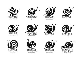 Funny snail, black silhouette for your design