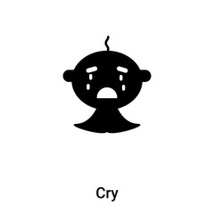 Cry icon vector isolated on white background, logo concept of Cry sign on transparent background, black filled symbol