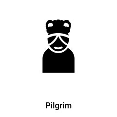 Pilgrim icon vector isolated on white background, logo concept of Pilgrim sign on transparent background, black filled symbol