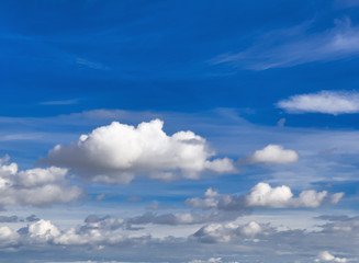 Sky with dramatic clouds. Natural background. Cloudscape with copy space. Side view.