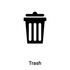 Trash icon vector isolated on white background, logo concept of Trash sign on transparent background, black filled symbol