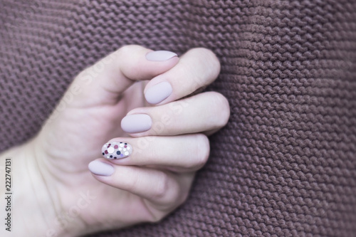 Manicure Nails Art Design Gray Beige Color Matte Nail Polish With
