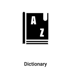 Dictionary icon vector isolated on white background, logo concept of Dictionary sign on transparent background, black filled symbol