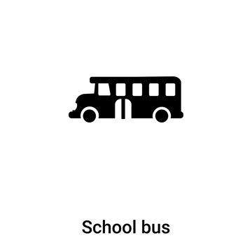 School bus icon vector isolated on white background, logo concept of School bus sign on transparent background, black filled symbol