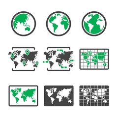 world map,globe icon set