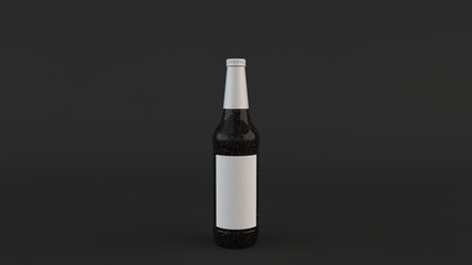 Mock up of tall beer bottle with blank label and condensation