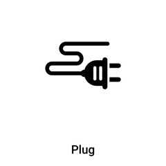 Plug icon vector isolated on white background, logo concept of Plug sign on transparent background, black filled symbol
