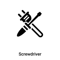 Screwdriver icon vector isolated on white background, logo concept of Screwdriver sign on transparent background, black filled symbol