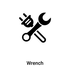 Wrench icon vector isolated on white background, logo concept of Wrench sign on transparent background, black filled symbol