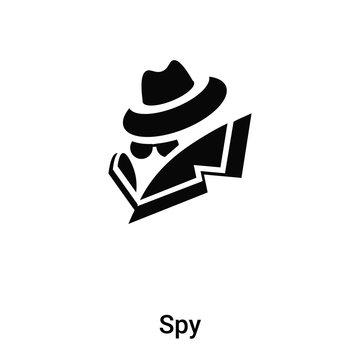 Spy icon vector isolated on white background, logo concept of Spy sign on transparent background, black filled symbol