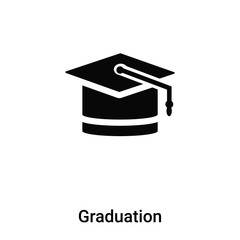 Graduation icon vector isolated on white background, logo concept of Graduation sign on transparent background, black filled symbol