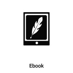 Ebook icon vector isolated on white background, logo concept of Ebook sign on transparent background, black filled symbol
