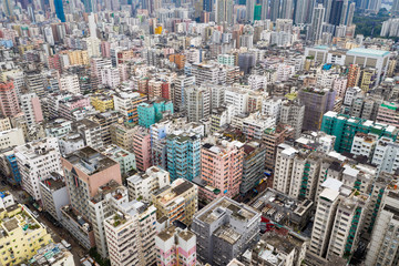 Fototapeta premium Top view of Hong Kong city