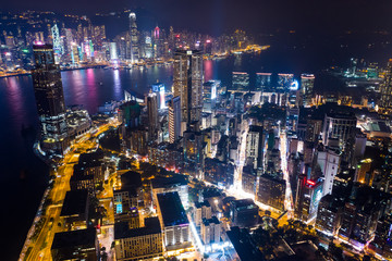 Fototapeta na wymiar Aerial view of Hong Kong urban city