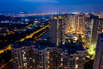 Fototapeta na wymiar Aerial view of Hong Kong urban downtown