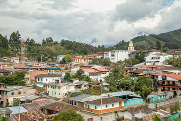 Fototapeta na wymiar View of the touristic village of Salento, Quindio, Colombia
