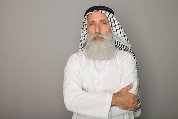mature old man looking upwards into space ready for text