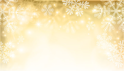 Magic gold Christmas background with snowflakes.Template for your design, flyer, card, gift, banner and poster. Vector illustration