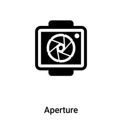 Aperture icon vector isolated on white background, logo concept of Aperture sign on transparent background, black filled symbol