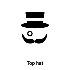 Top hat icon vector isolated on white background, logo concept of Top hat sign on transparent background, black filled symbol