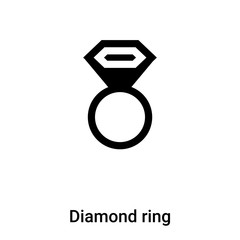 Diamond ring icon vector isolated on white background, logo concept of Diamond ring sign on transparent background, black filled symbol