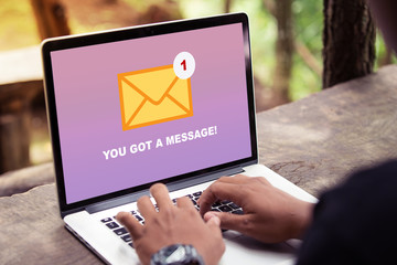 You've got a mail message on laptop screen concept - 222757562