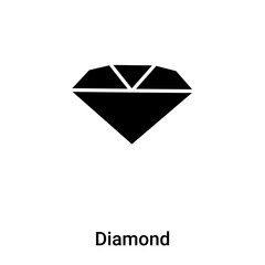 Diamond icon vector isolated on white background, logo concept of Diamond sign on transparent background, black filled symbol