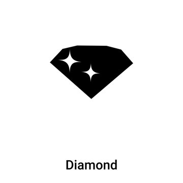 Diamond icon vector isolated on white background, logo concept of Diamond sign on transparent background, black filled symbol