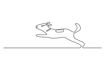 Continuous line drawing of dog in a jump