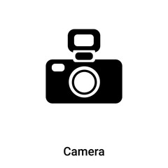 Camera icon vector isolated on white background, logo concept of Camera sign on transparent background, black filled symbol