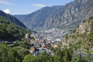 Fototapeta na wymiar Andorra la Vella city from the top