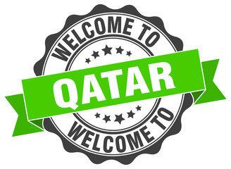 Fototapeta premium Qatar round ribbon seal