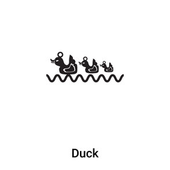 Duck icon vector isolated on white background, logo concept of Duck sign on transparent background, black filled symbol