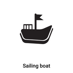 Sailing boat icon vector isolated on white background, logo concept of Sailing boat sign on transparent background, black filled symbol