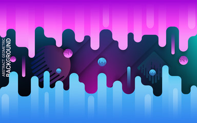 Blue and violet flat shape on bright background. Dynamic motion of geometric shapes. Colorful futuristic abstract image. Template for the design of packaging, banners, stickers, invitations. Vector.