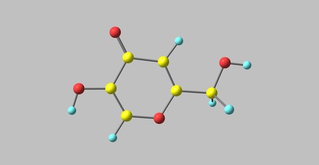 Kojic acid molecular structure isolated on grey