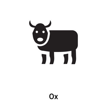 Ox icon vector isolated on white background, logo concept of Ox sign on transparent background, black filled symbol